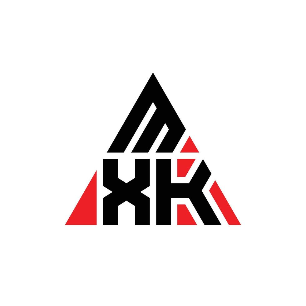 MXK triangle letter logo design with triangle shape. MXK triangle logo design monogram. MXK triangle vector logo template with red color. MXK triangular logo Simple, Elegant, and Luxurious Logo.