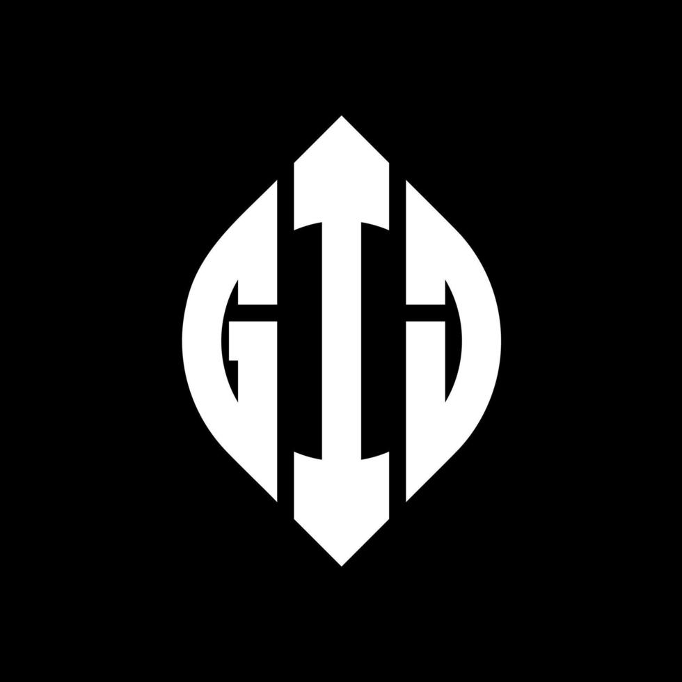 GIJ circle letter logo design with circle and ellipse shape. GIJ ellipse letters with typographic style. The three initials form a circle logo. GIJ Circle Emblem Abstract Monogram Letter Mark Vector. vector