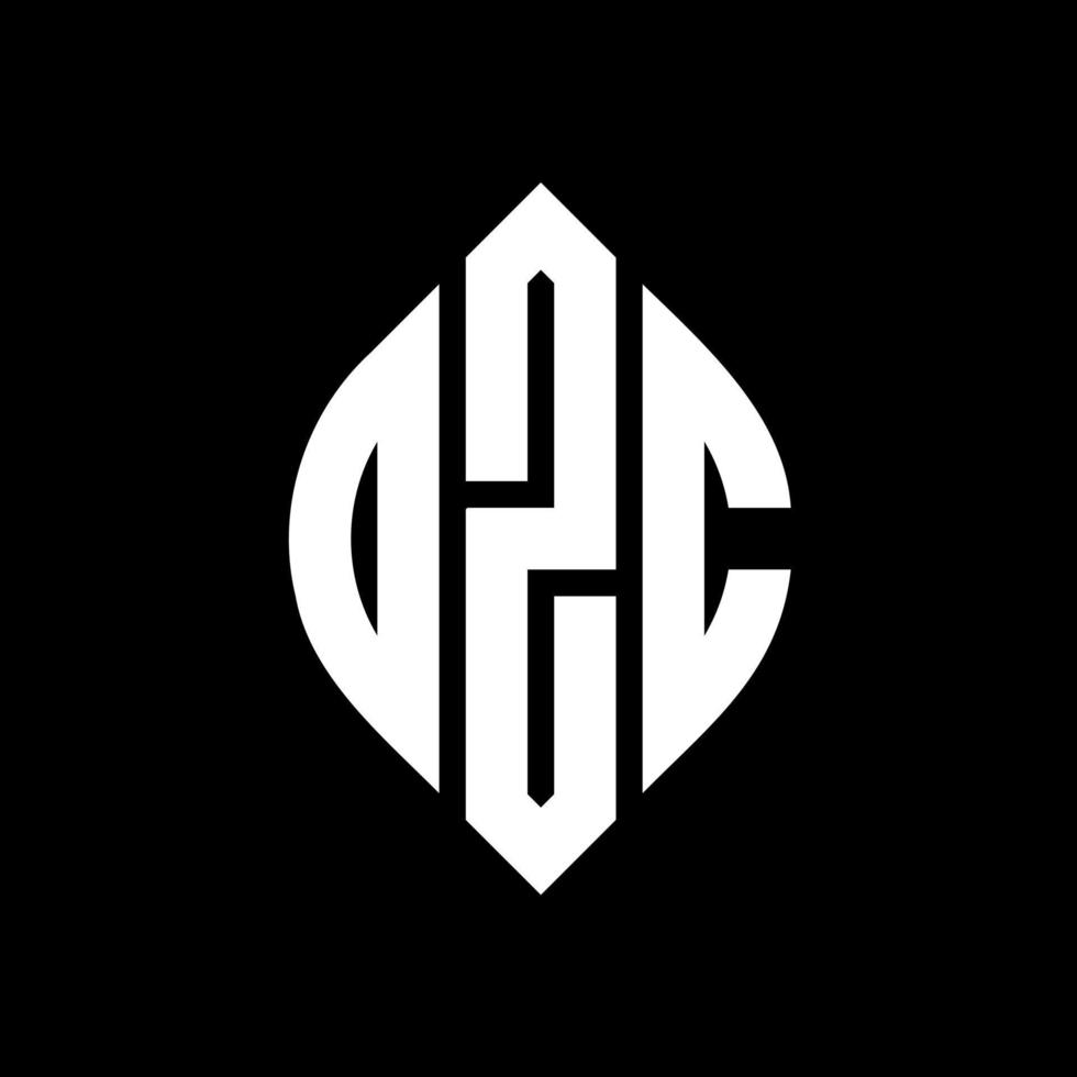 OZC circle letter logo design with circle and ellipse shape. OZC ellipse letters with typographic style. The three initials form a circle logo. OZC Circle Emblem Abstract Monogram Letter Mark Vector. vector