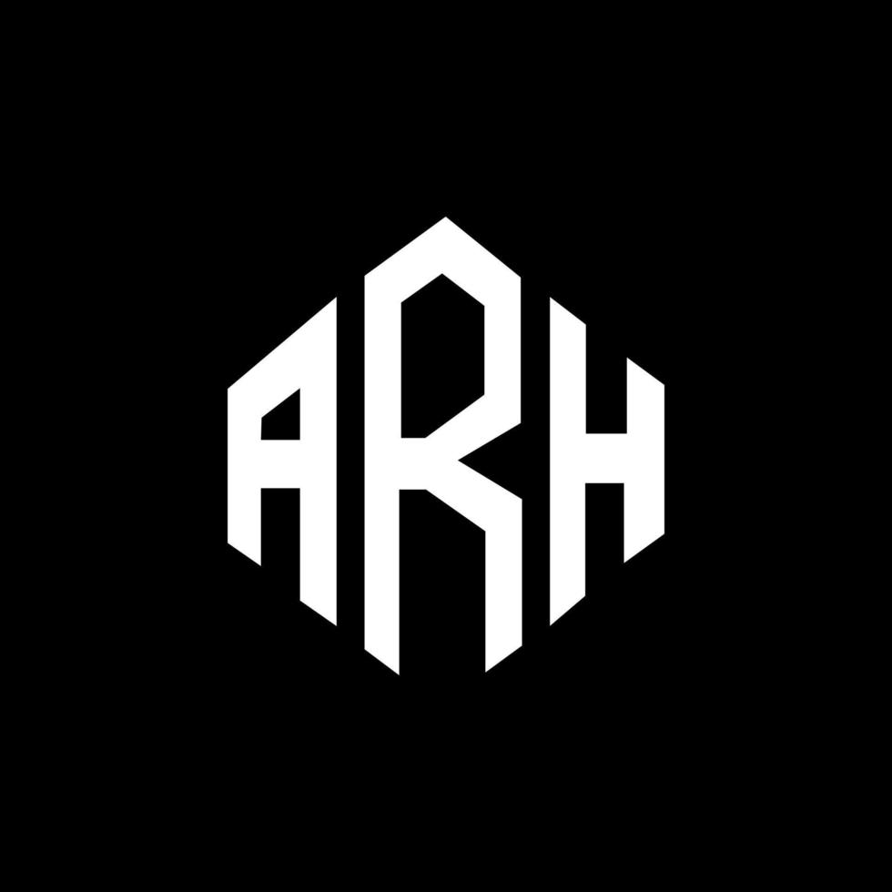 ARH letter logo design with polygon shape. ARH polygon and cube shape logo design. ARH hexagon vector logo template white and black colors. ARH monogram, business and real estate logo.