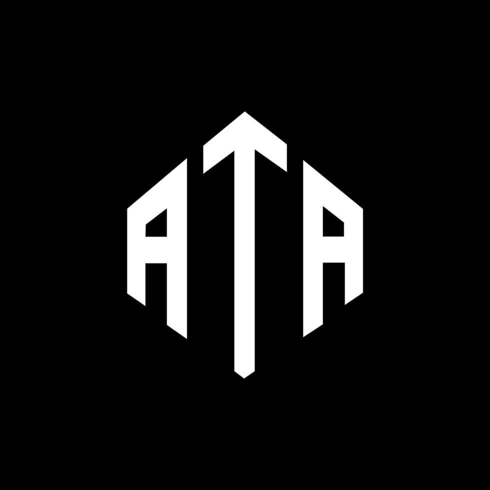 ATA letter logo design with polygon shape. ATA polygon and cube shape logo design. ATA hexagon vector logo template white and black colors. ATA monogram, business and real estate logo.