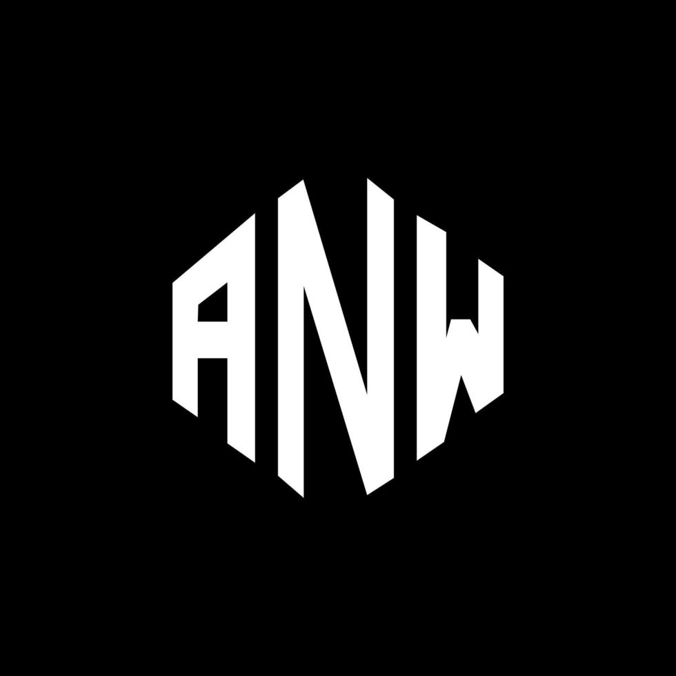 ANW letter logo design with polygon shape. ANW polygon and cube shape logo design. ANW hexagon vector logo template white and black colors. ANW monogram, business and real estate logo.