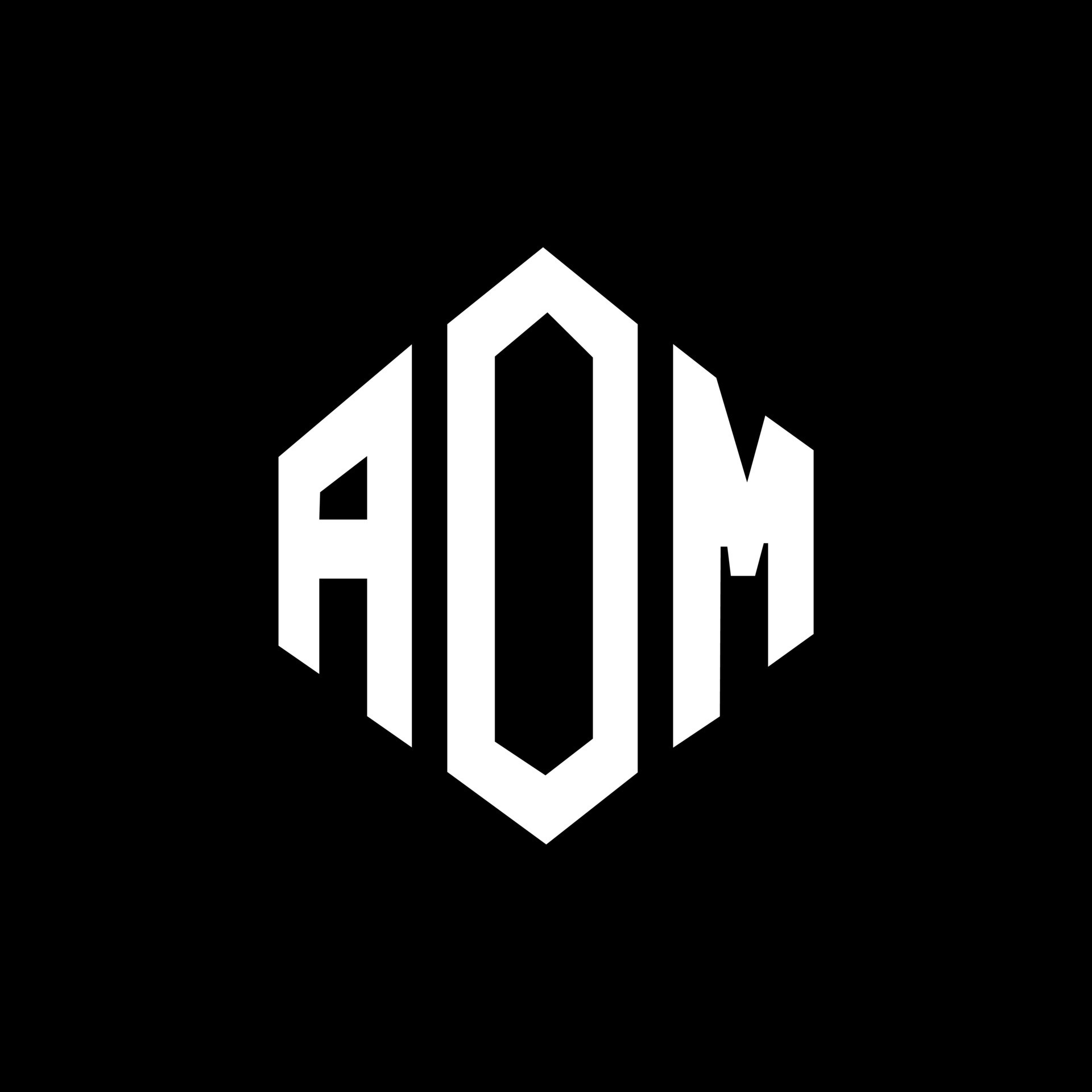 diseño de logotipo de letra aom con forma de polígono. diseño de