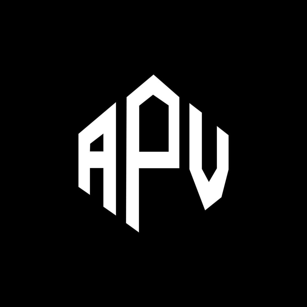 diseño de logotipo de letra apv con forma de polígono. diseño de logotipo en forma de cubo y polígono apv. apv hexágono vector logo plantilla colores blanco y negro. monograma apv, logotipo empresarial y inmobiliario.