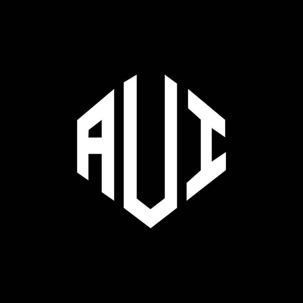 AUI letter logo design with polygon shape. AUI polygon and cube shape logo design. AUI hexagon vector logo template white and black colors. AUI monogram, business and real estate logo.