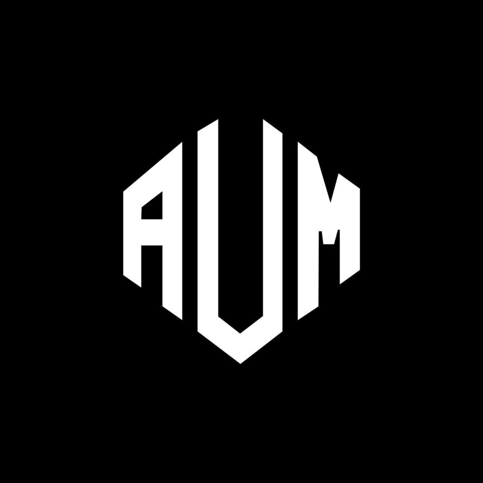 AUM letter logo design with polygon shape. AUM polygon and cube shape logo design. AUM hexagon vector logo template white and black colors. AUM monogram, business and real estate logo.