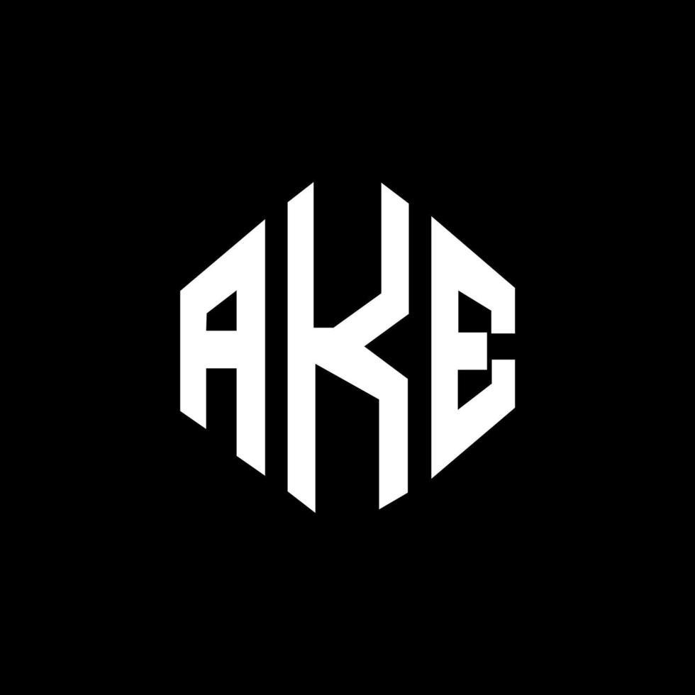 AKE letter logo design with polygon shape. AKE polygon and cube shape logo design. AKE hexagon vector logo template white and black colors. AKE monogram, business and real estate logo.