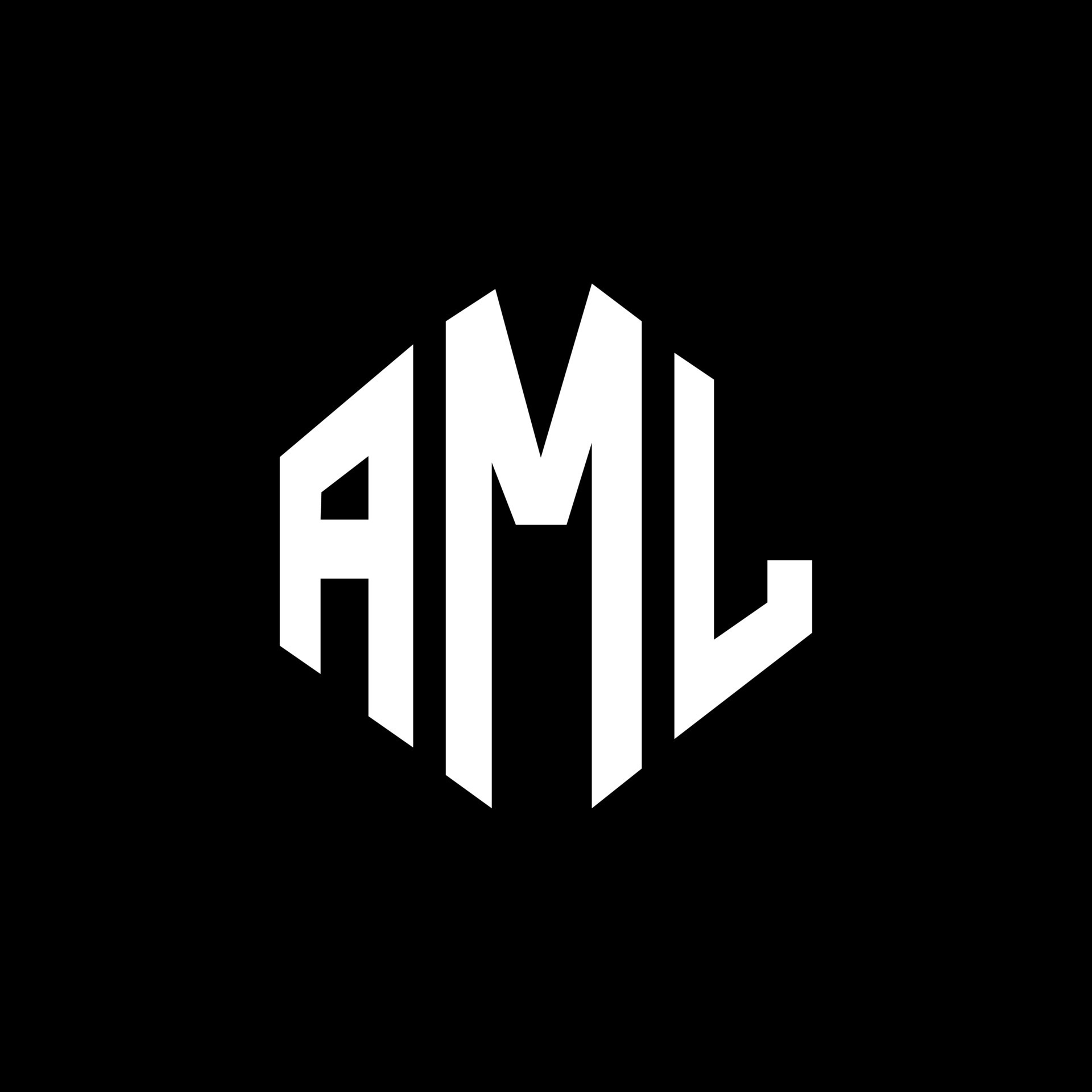 AML letter logo design with polygon shape AML polygon and cube shape