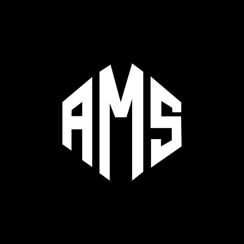 AMS letter logo design with polygon shape AMS polygon and cube shape