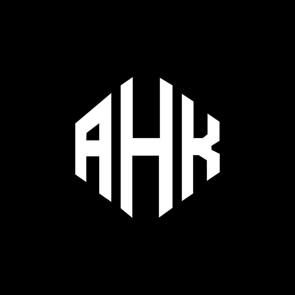 AHK letter logo design with polygon shape. AHK polygon and cube shape logo design. AHK hexagon vector logo template white and black colors. AHK monogram, business and real estate logo.