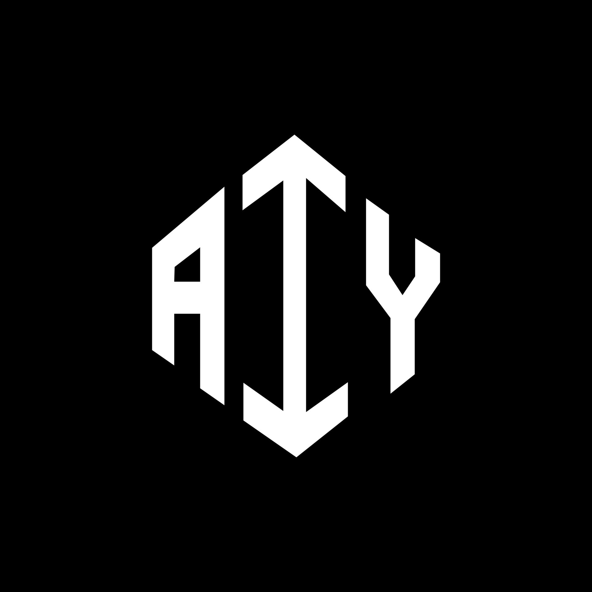 AIY letter logo design with polygon shape. AIY polygon and cube shape