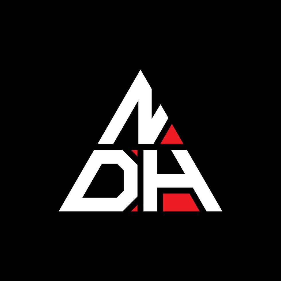 NDH triangle letter logo design with triangle shape. NDH triangle logo design monogram. NDH triangle vector logo template with red color. NDH triangular logo Simple, Elegant, and Luxurious Logo.