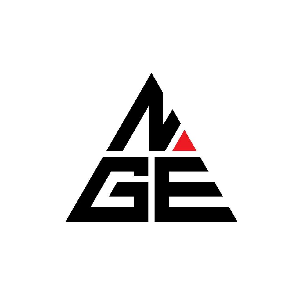 NGE triangle letter logo design with triangle shape. NGE triangle logo design monogram. NGE triangle vector logo template with red color. NGE triangular logo Simple, Elegant, and Luxurious Logo.