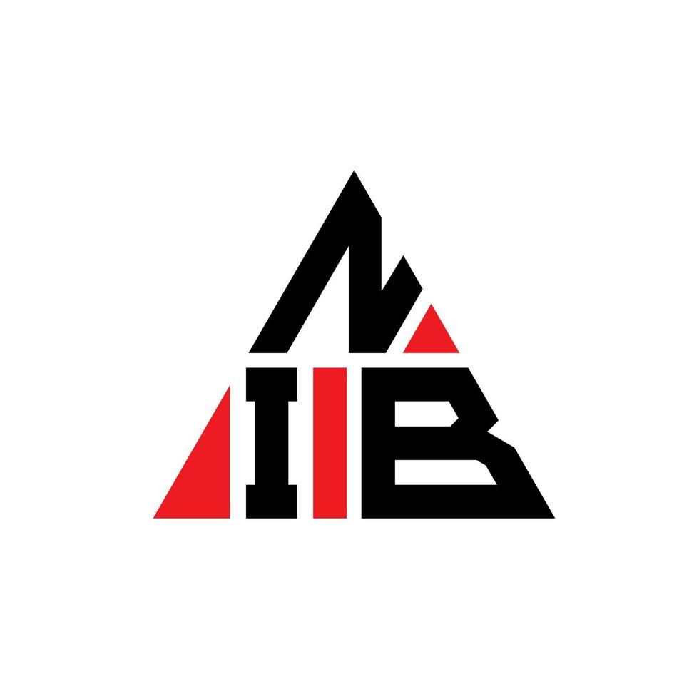 NIB triangle letter logo design with triangle shape. NIB triangle logo design monogram. NIB triangle vector logo template with red color. NIB triangular logo Simple, Elegant, and Luxurious Logo.