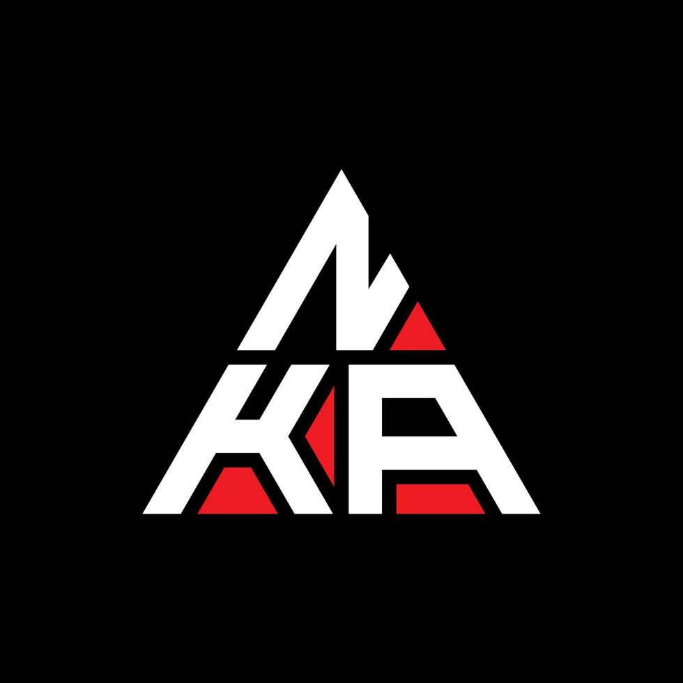 diseño de logotipo de letra triangular nka con forma de triángulo. monograma de diseño del logotipo del triángulo nka. plantilla de logotipo de vector de triángulo nka con color rojo. logotipo triangular nka logotipo simple, elegante y lujoso.