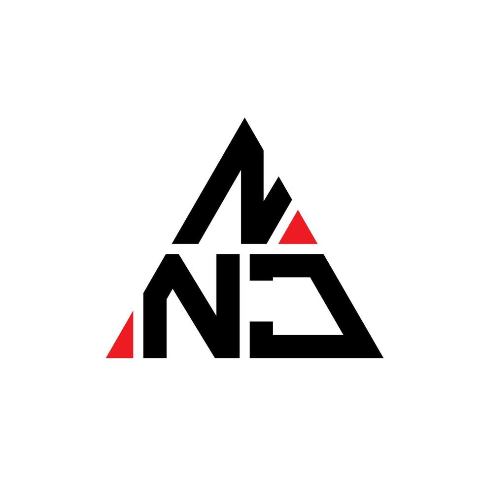 NNJ triangle letter logo design with triangle shape. NNJ triangle logo design monogram. NNJ triangle vector logo template with red color. NNJ triangular logo Simple, Elegant, and Luxurious Logo.