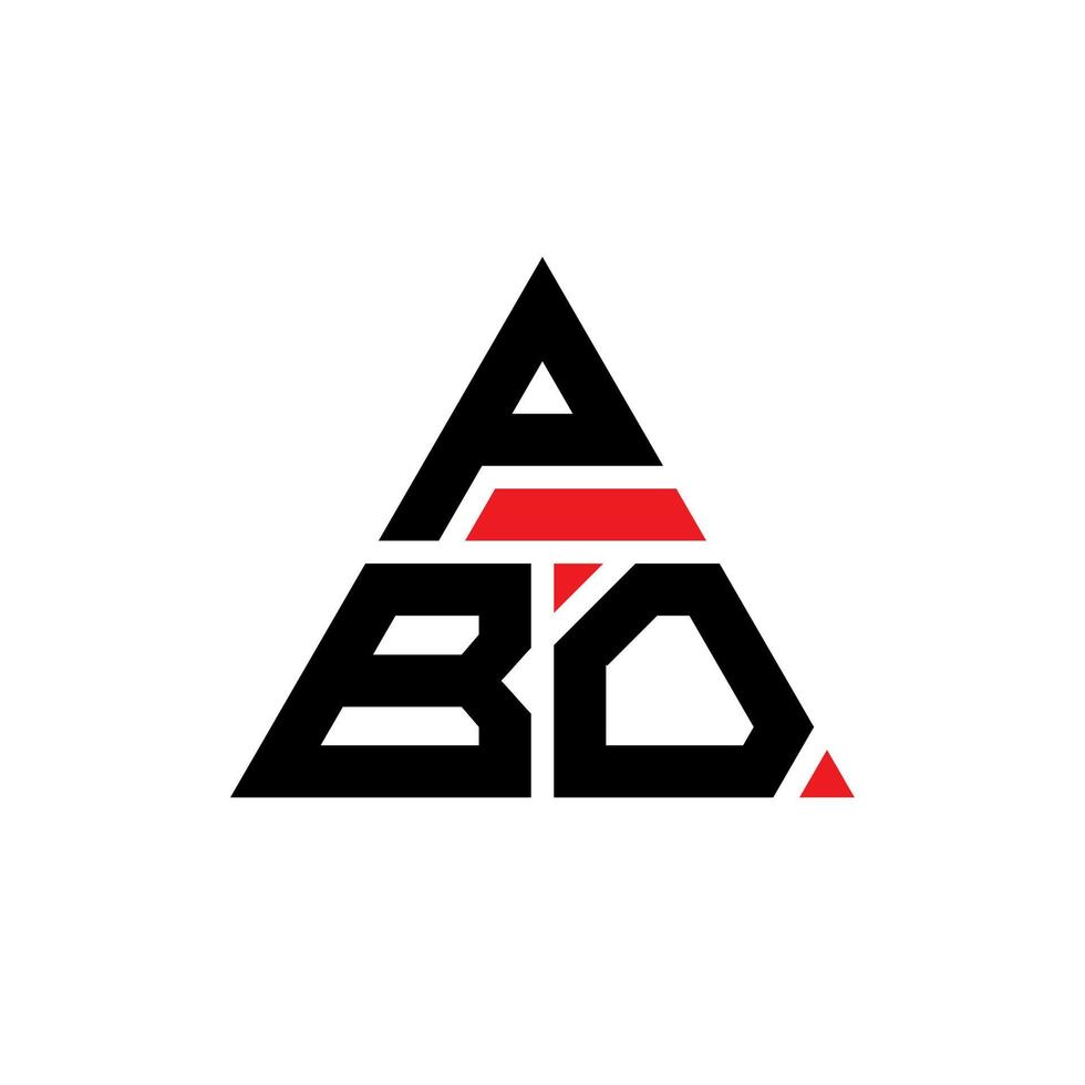 diseño de logotipo de letra triangular pbo con forma de triángulo. monograma de diseño de logotipo de triángulo pbo. plantilla de logotipo de vector de triángulo pbo con color rojo. logotipo triangular pbo logotipo simple, elegante y lujoso.