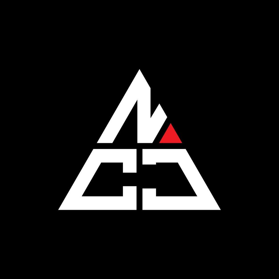 NCJ triangle letter logo design with triangle shape. NCJ triangle logo design monogram. NCJ triangle vector logo template with red color. NCJ triangular logo Simple, Elegant, and Luxurious Logo.