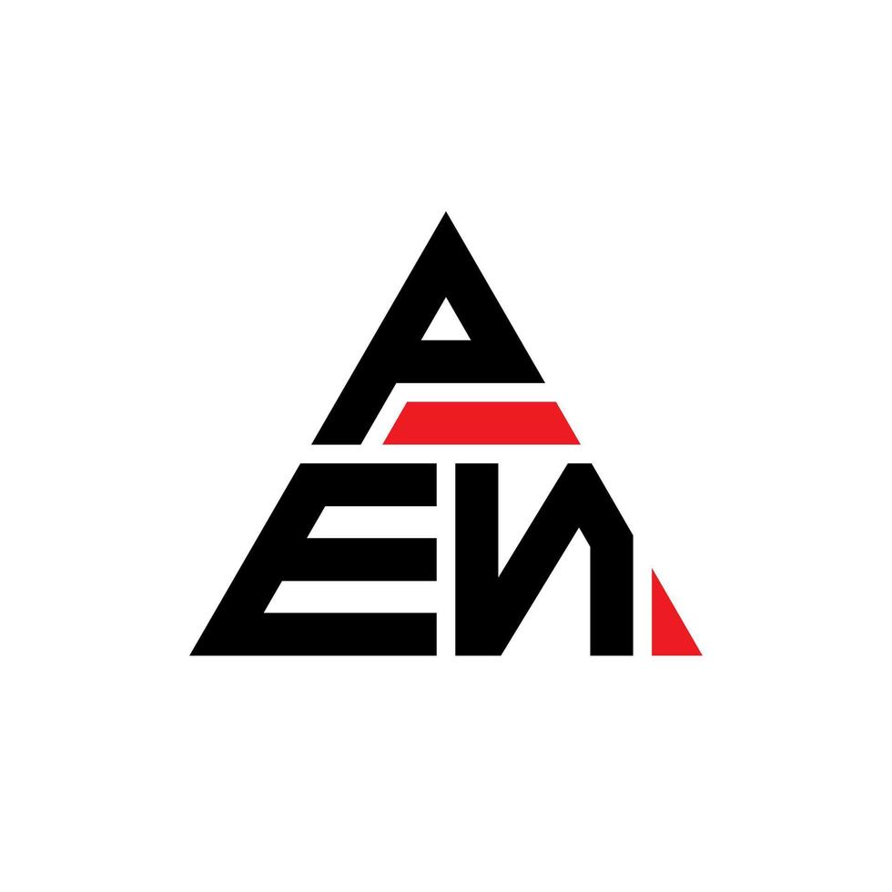PEN triangle letter logo design with triangle shape. PEN triangle logo design monogram. PEN triangle vector logo template with red color. PEN triangular logo Simple, Elegant, and Luxurious Logo.