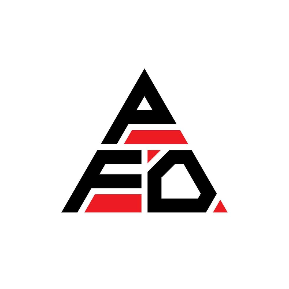 PFO triangle letter logo design with triangle shape. PFO triangle logo design monogram. PFO triangle vector logo template with red color. PFO triangular logo Simple, Elegant, and Luxurious Logo.