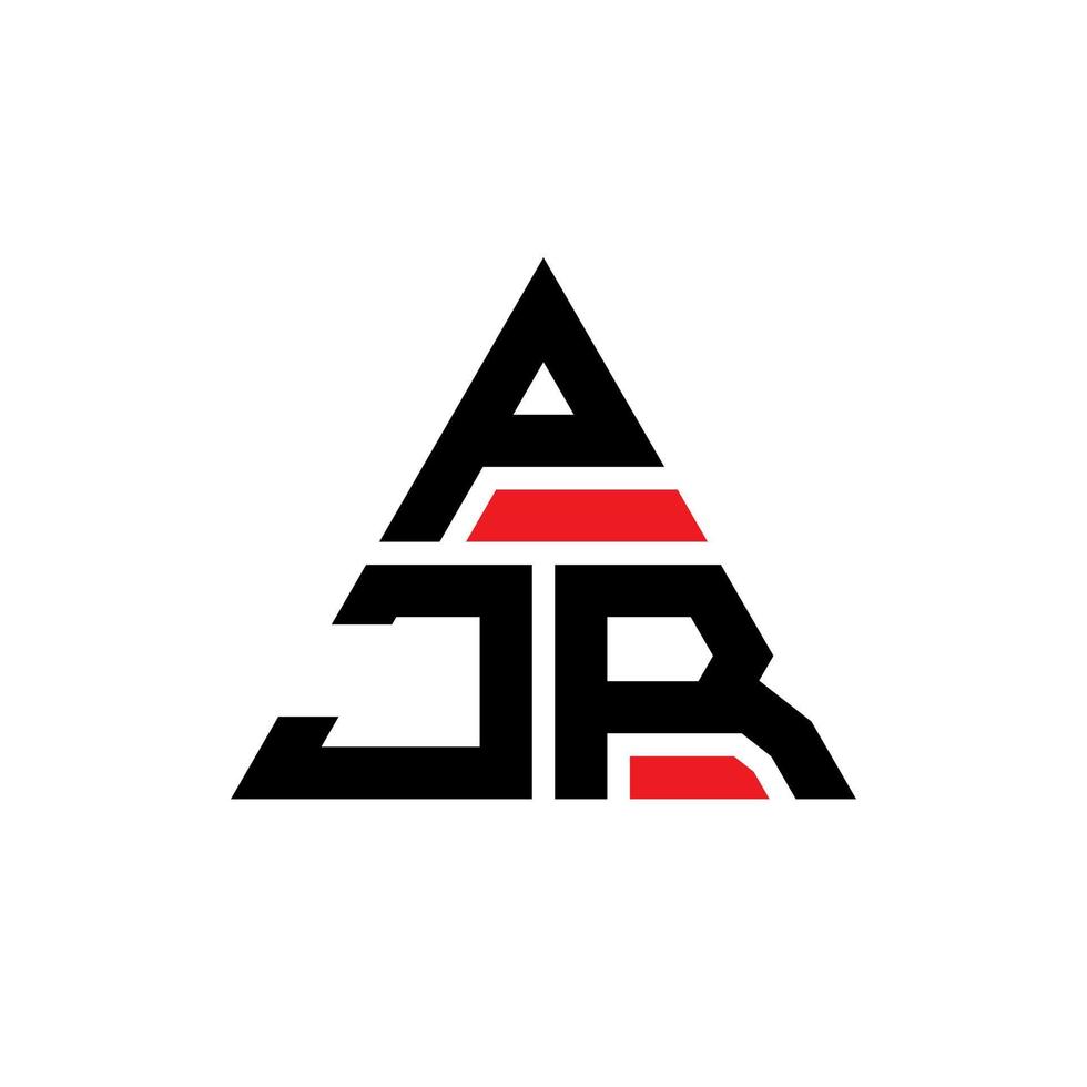 Diseño de logotipo de letra triangular pjr con forma de triángulo. monograma de diseño del logotipo del triángulo pjr. plantilla de logotipo de vector de triángulo pjr con color rojo. logo triangular pjr logo simple, elegante y lujoso.