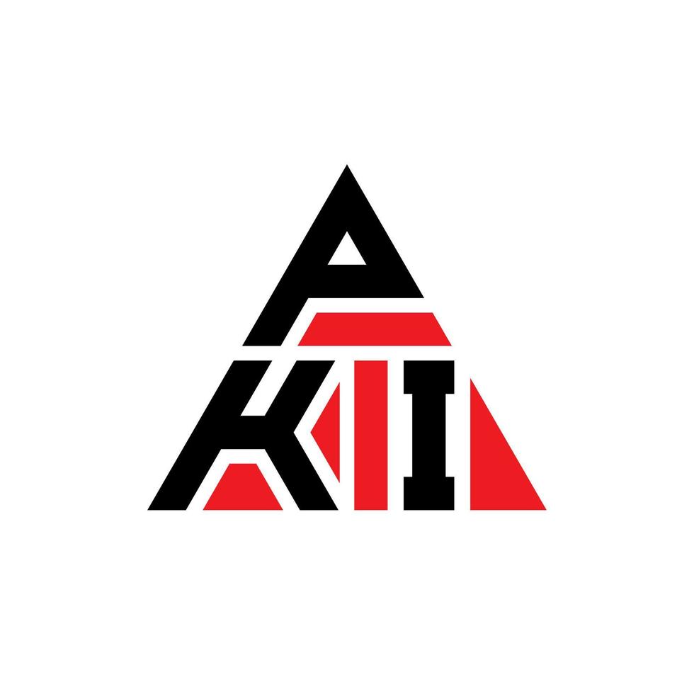 diseño de logotipo de letra triangular pki con forma de triángulo. monograma de diseño del logotipo del triángulo pki. plantilla de logotipo de vector de triángulo pki con color rojo. logotipo triangular pki logotipo simple, elegante y lujoso.