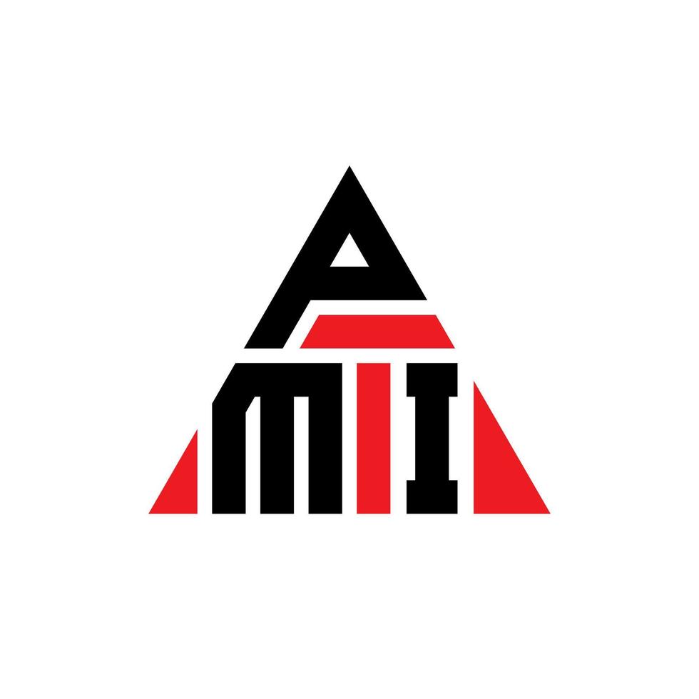 diseño de logotipo de letra triangular pmi con forma de triángulo. monograma de diseño de logotipo de triángulo pmi. plantilla de logotipo de vector de triángulo pmi con color rojo. logotipo triangular pmi logotipo simple, elegante y lujoso.