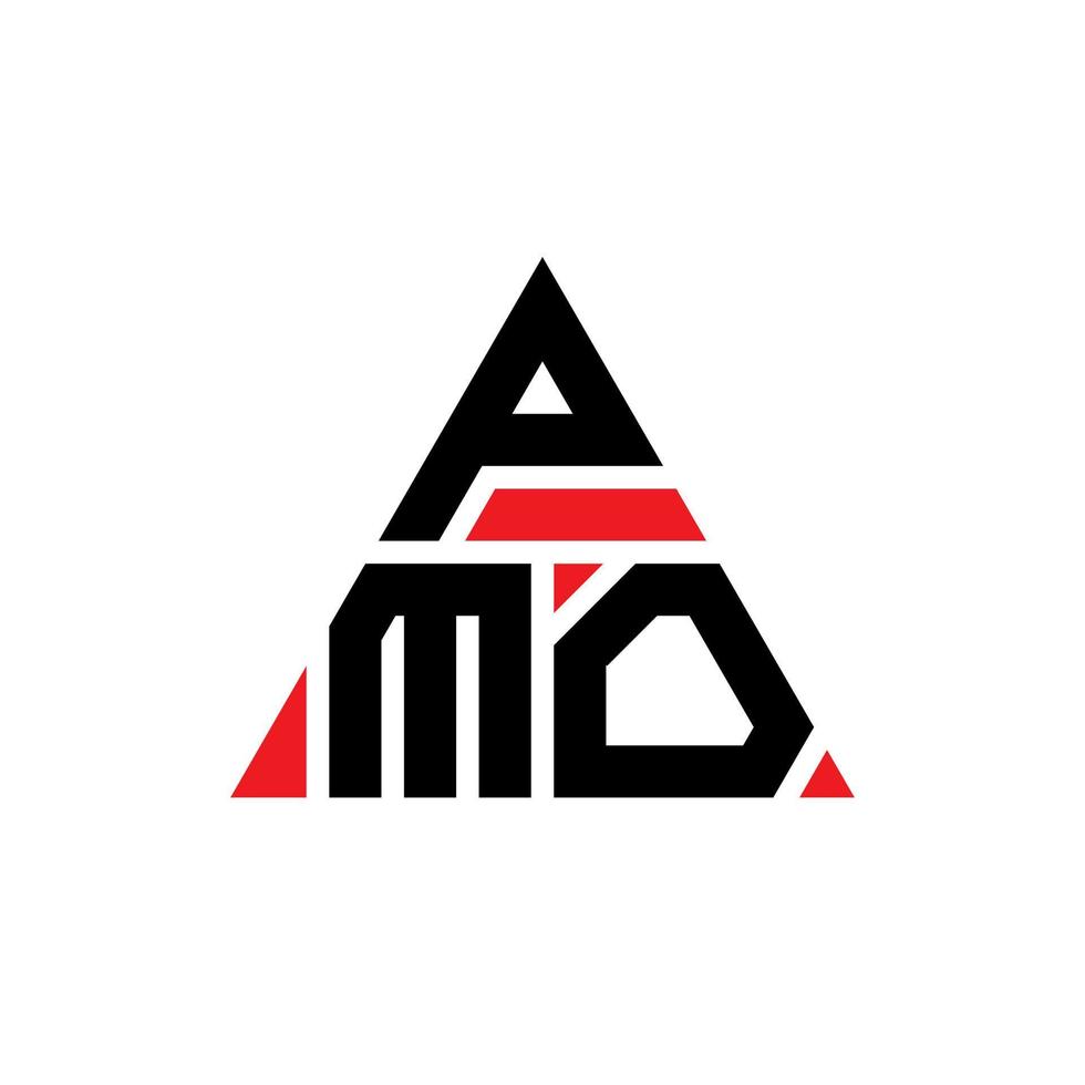 diseño de logotipo de letra triangular pmo con forma de triángulo. monograma de diseño de logotipo de triángulo pmo. plantilla de logotipo de vector de triángulo pmo con color rojo. logotipo triangular pmo logotipo simple, elegante y lujoso.