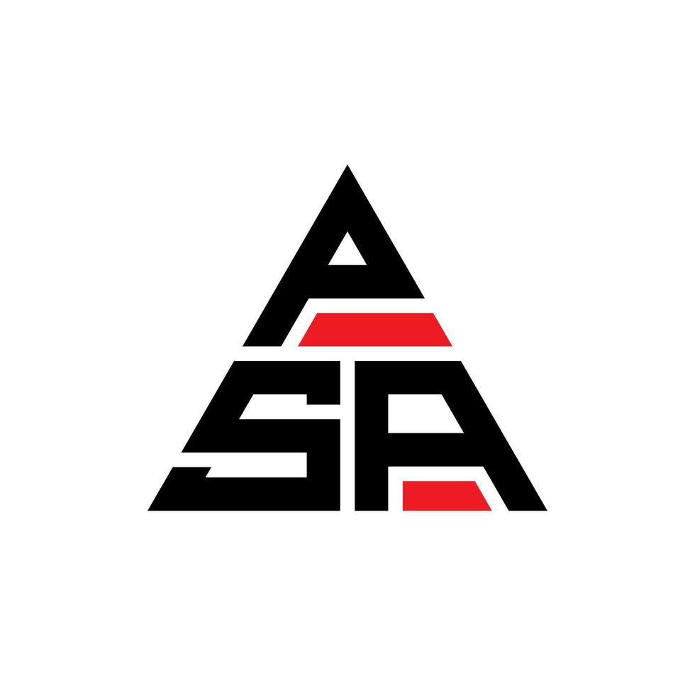 diseño de logotipo de letra triangular psa con forma de triángulo. monograma de diseño de logotipo de triángulo psa. plantilla de logotipo de vector de triángulo psa con color rojo. logo triangular de psa logo simple, elegante y lujoso.