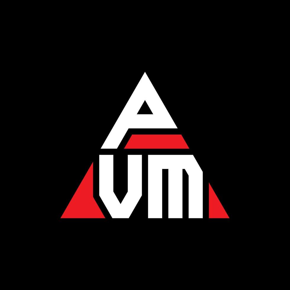 Diseño de logotipo de letra triangular pvm con forma de triángulo. monograma de diseño de logotipo de triángulo de pvm. plantilla de logotipo de vector de triángulo pvm con color rojo. logotipo triangular pvm logotipo simple, elegante y lujoso.