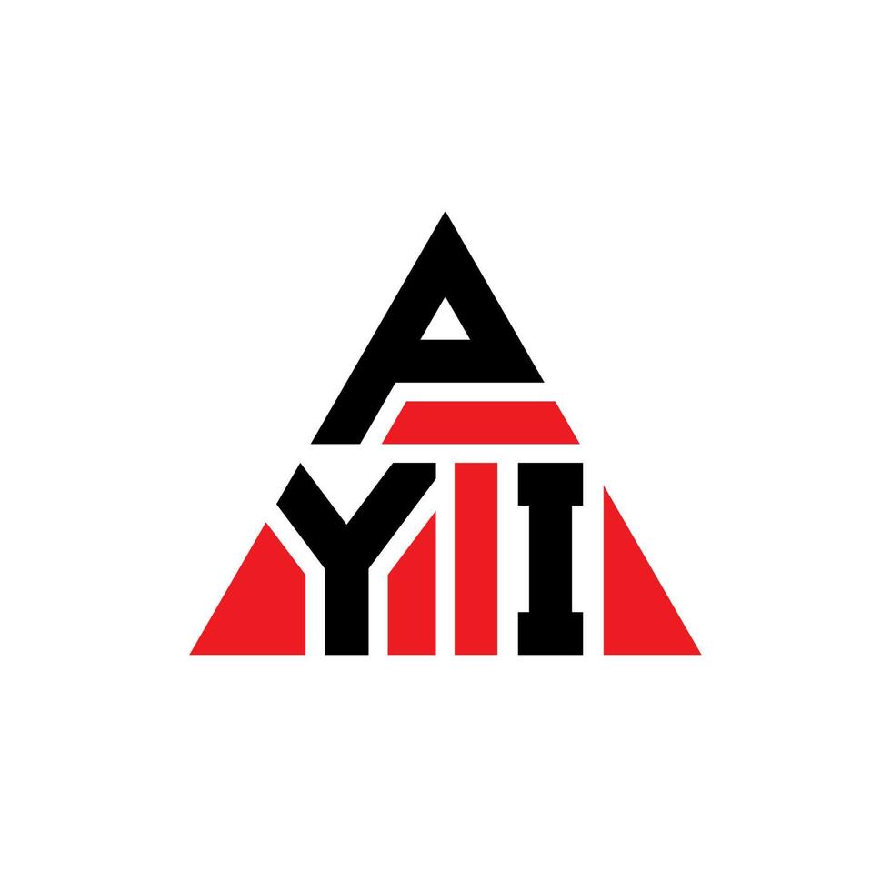 diseño de logotipo de letra de triángulo pyi con forma de triángulo. monograma de diseño del logotipo del triángulo pyi. plantilla de logotipo de vector de triángulo pyi con color rojo. logotipo triangular pyi logotipo simple, elegante y lujoso.