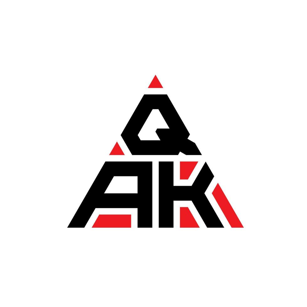 diseño de logotipo de letra triangular qak con forma de triángulo. monograma de diseño del logotipo del triángulo qak. plantilla de logotipo de vector de triángulo qak con color rojo. logotipo triangular qak logotipo simple, elegante y lujoso.