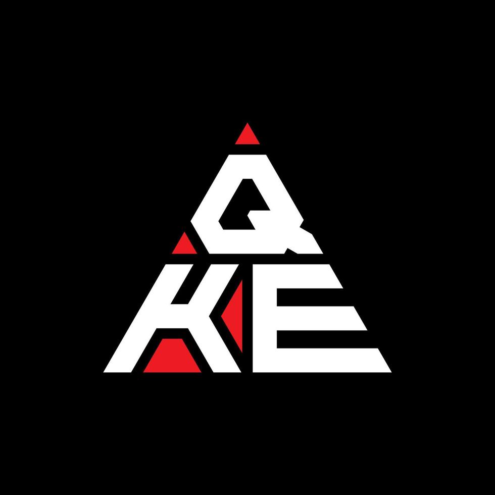 QKE triangle letter logo design with triangle shape. QKE triangle logo design monogram. QKE triangle vector logo template with red color. QKE triangular logo Simple, Elegant, and Luxurious Logo.