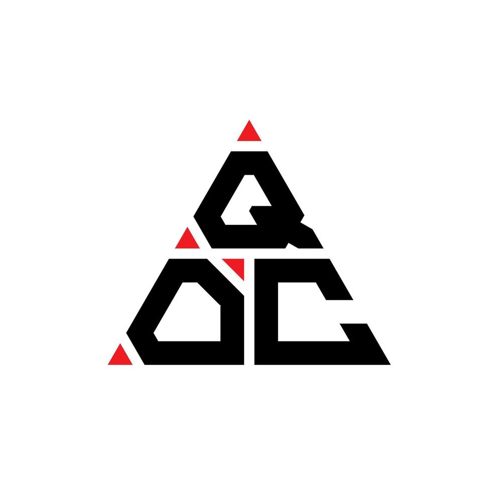 QOC triangle letter logo design with triangle shape. QOC triangle logo design monogram. QOC triangle vector logo template with red color. QOC triangular logo Simple, Elegant, and Luxurious Logo.