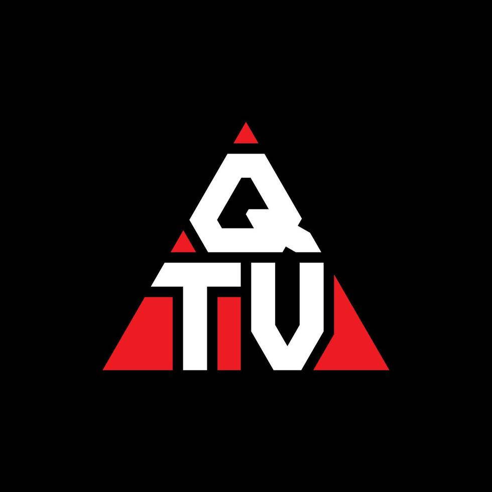 QTV triangle letter logo design with triangle shape. QTV triangle logo design monogram. QTV triangle vector logo template with red color. QTV triangular logo Simple, Elegant, and Luxurious Logo.