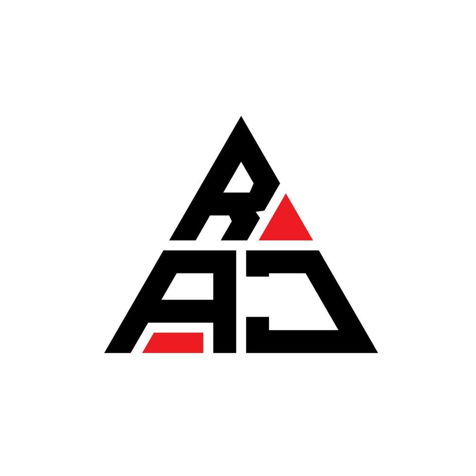 diseño de logotipo de letra de triángulo raj con forma de triángulo. monograma de diseño del logotipo del triángulo raj. plantilla de logotipo de vector de triángulo raj con color rojo. logotipo triangular raj logotipo simple, elegante y lujoso.
