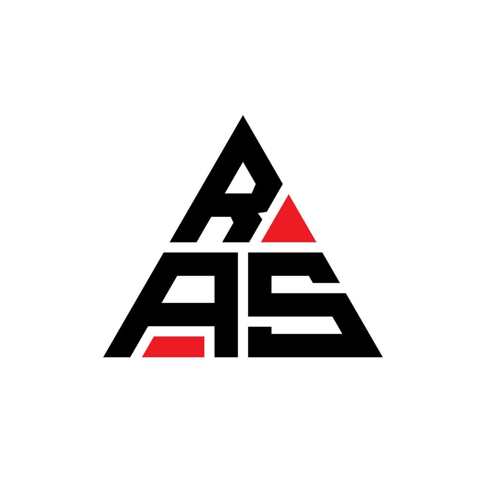 diseño de logotipo de letra triangular ras con forma de triángulo. monograma de diseño del logotipo del triángulo ras. ras plantilla de logotipo de vector de triángulo con color rojo. logo triangular ras logo simple, elegante y lujoso.