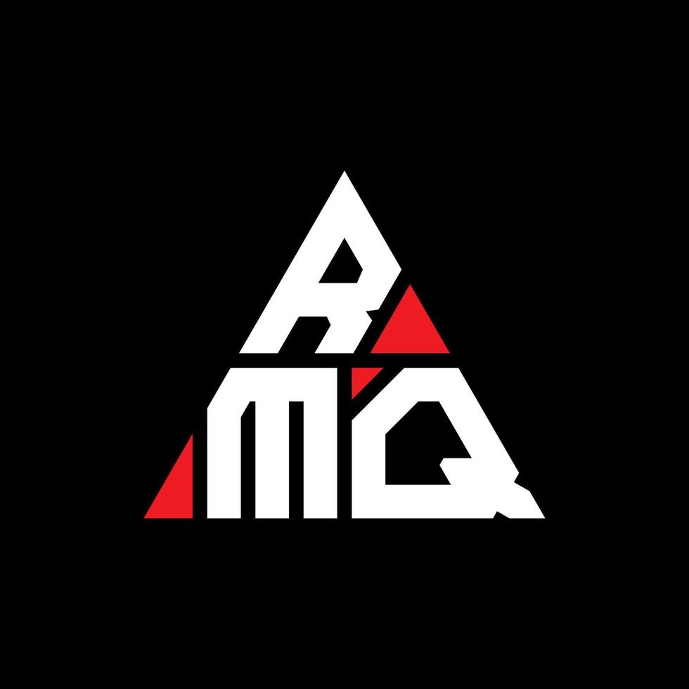 RMQ triangle letter logo design with triangle shape. RMQ triangle logo design monogram. RMQ triangle vector logo template with red color. RMQ triangular logo Simple, Elegant, and Luxurious Logo.
