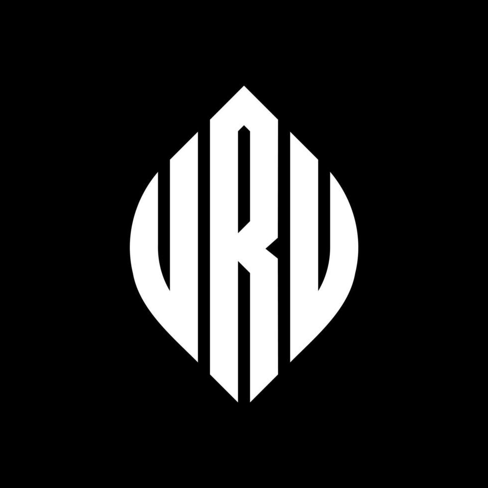 URU circle letter logo design with circle and ellipse shape. URU ellipse letters with typographic style. The three initials form a circle logo. URU Circle Emblem Abstract Monogram Letter Mark Vector. vector