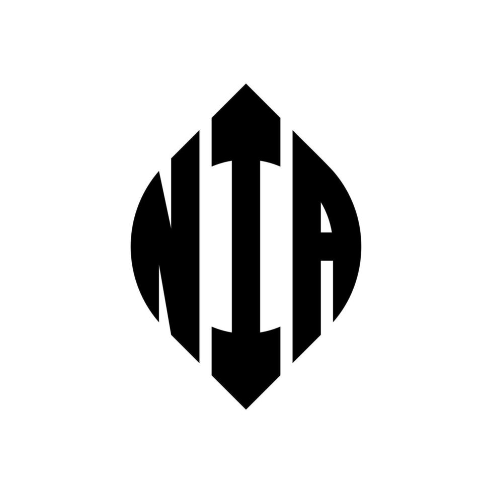 NIA circle letter logo design with circle and ellipse shape. NIA ellipse letters with typographic style. The three initials form a circle logo. NIA Circle Emblem Abstract Monogram Letter Mark Vector. vector