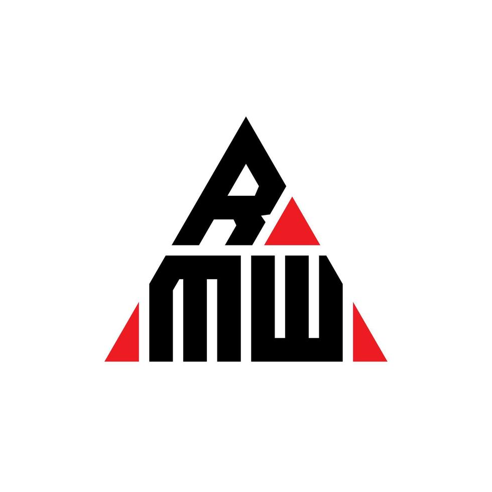 RMW triangle letter logo design with triangle shape. RMW triangle logo design monogram. RMW triangle vector logo template with red color. RMW triangular logo Simple, Elegant, and Luxurious Logo.