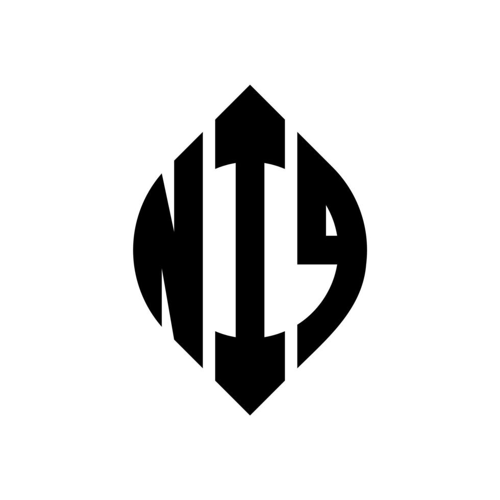 diseño de logotipo de letra de círculo niq con forma de círculo y elipse. niq letras elipses con estilo tipográfico. las tres iniciales forman un logo circular. vector de marca de letra de monograma abstracto del emblema del círculo niq.