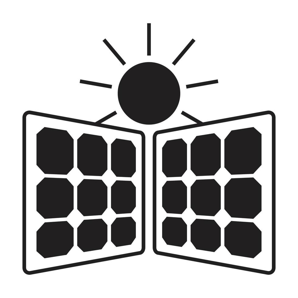 Flat icon a two solar panel with sun for apps or websites vector