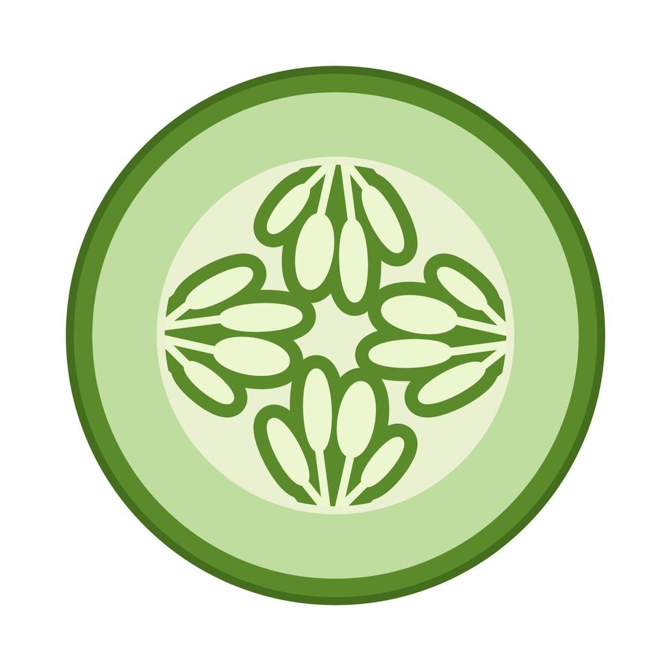 Flat vector color icon cucumber slice or gherkin with seeds for apps and websites