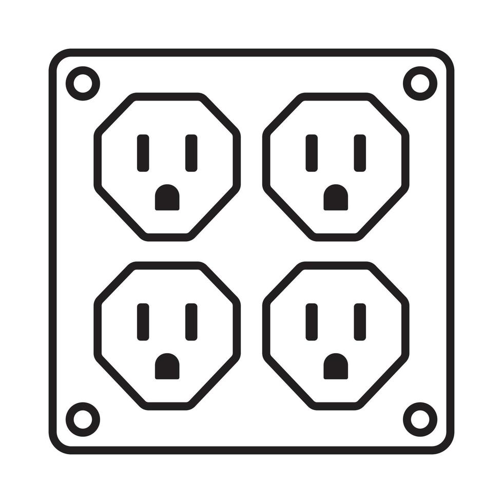 Four nema 5-15 power outlet line art vector icon for apps or websites