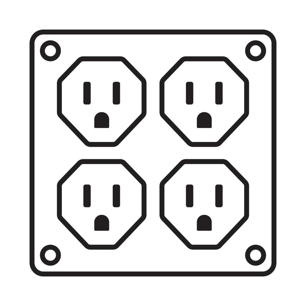 Four nema 5-15 power outlet line art vector icon for apps or websites
