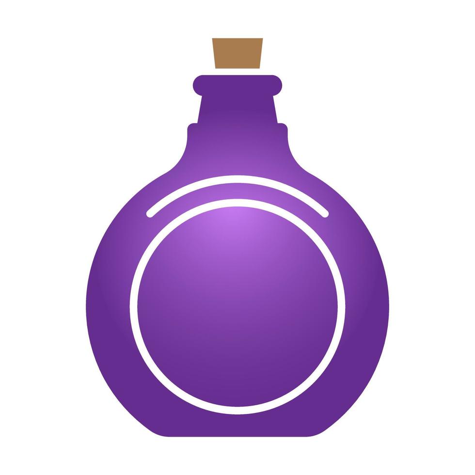 Antique glass bottle with cork stopper flat color icon for apps or websites vector