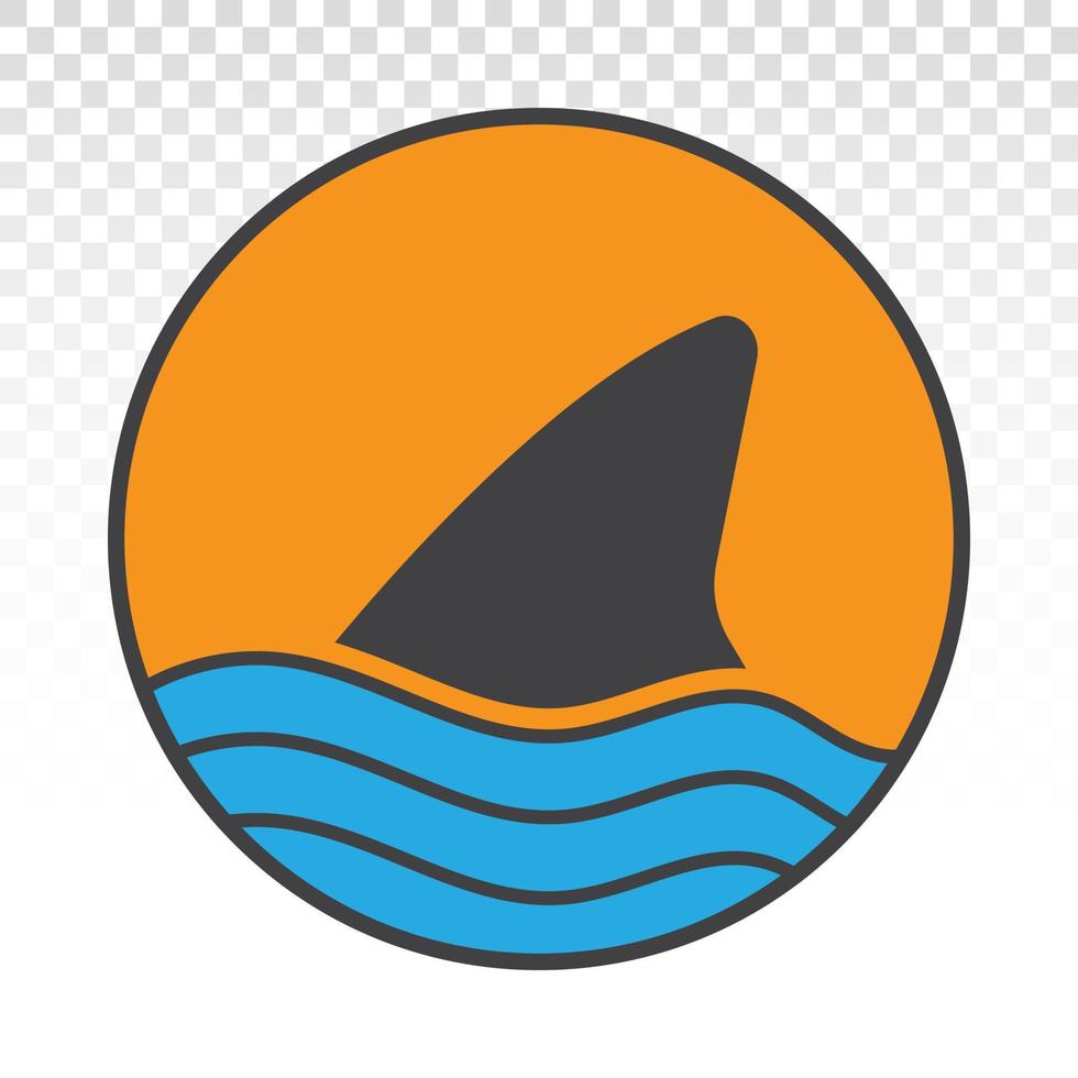 Shark attack warning sign with shark dorsal fin flat color icon for apps and websites vector