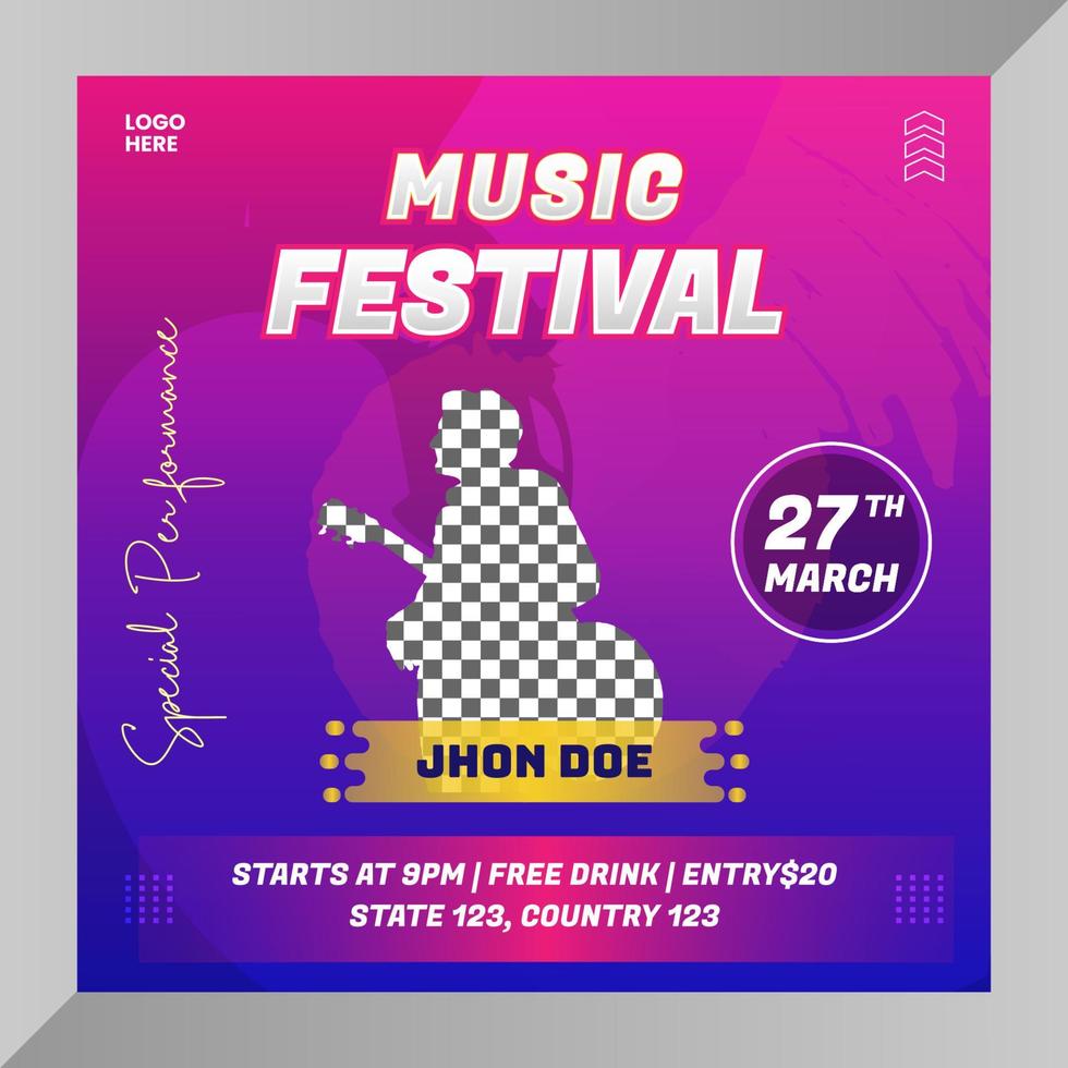 Social media post music event baner or flyer for social media template vector