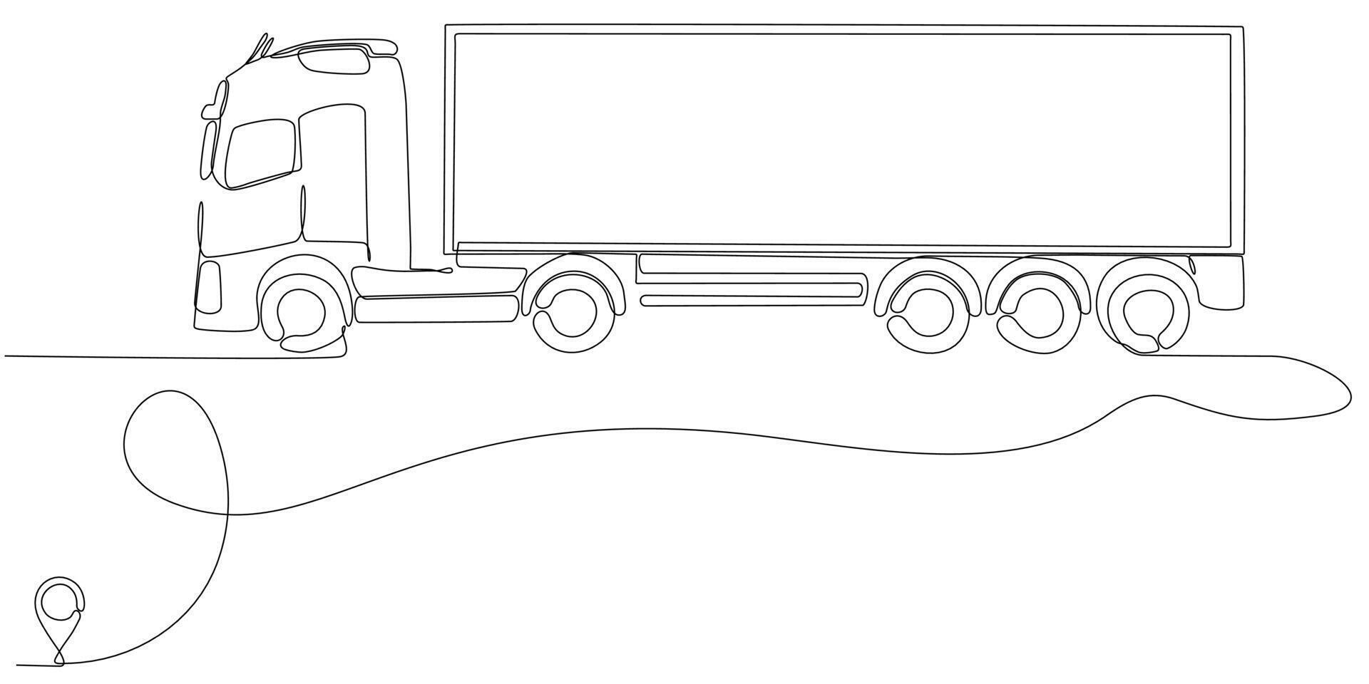 Line icon vector continuous line drawing of cargo track line from oulis home route with starting point and single line trail - Vector illustration. - Vector